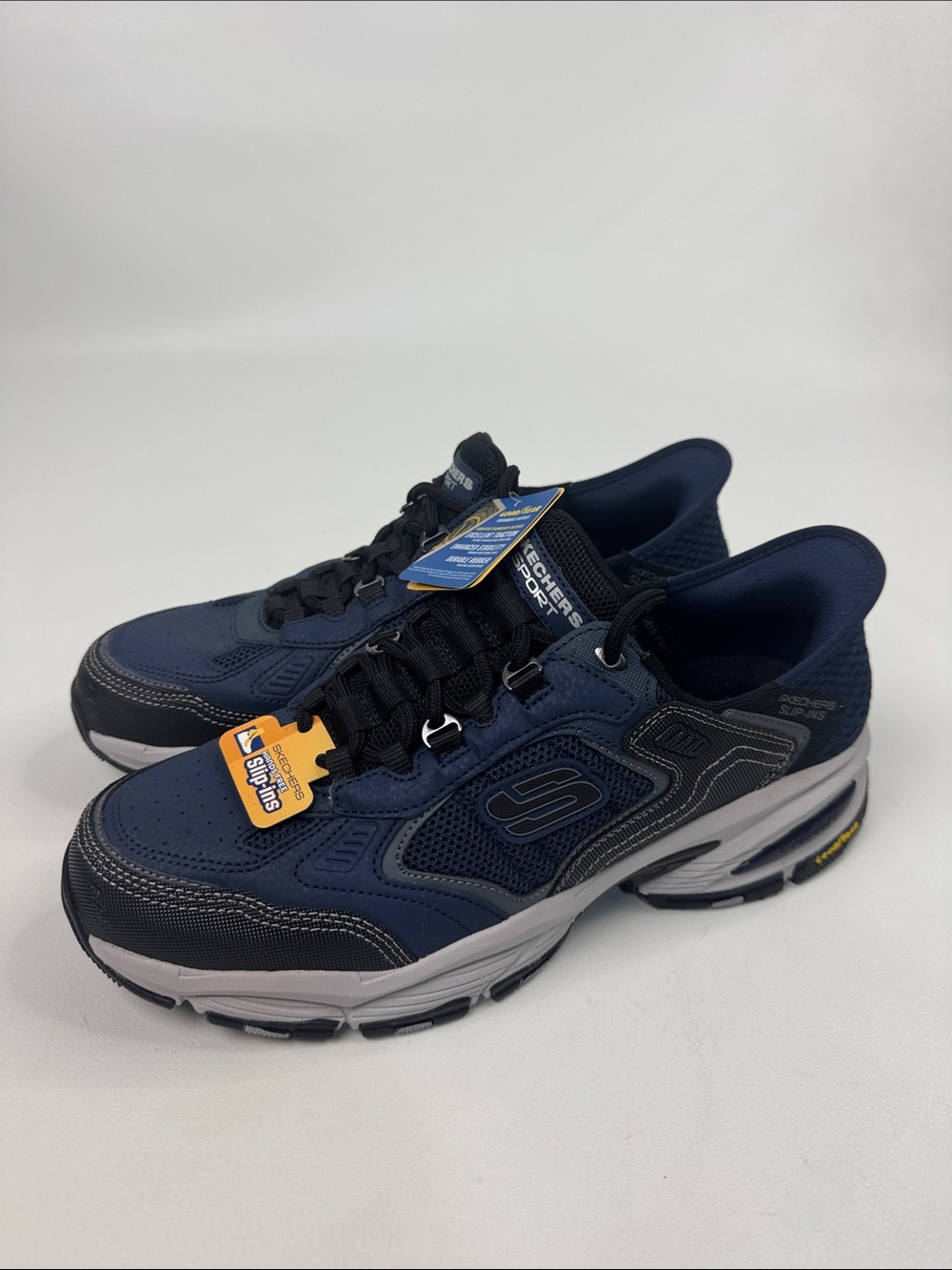 Skechers Slip Ins Men's Navy and Black Comfort Walking Shoes sneakers New NWT